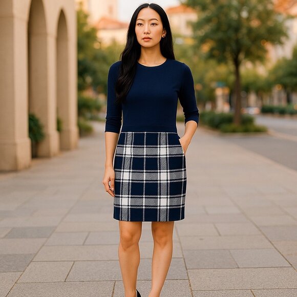 NWT Lauren Ralph Lauren Plaid XS Knit Dress Preppy Librarian Chic Academia - Picture 10 of 10